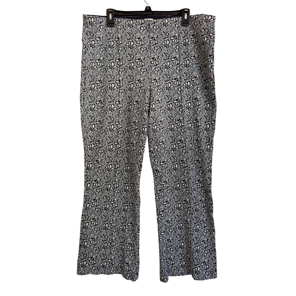 Maeve Anthropologie Margot Paisley Jacquard Kick Flare Pants Blue White XLT